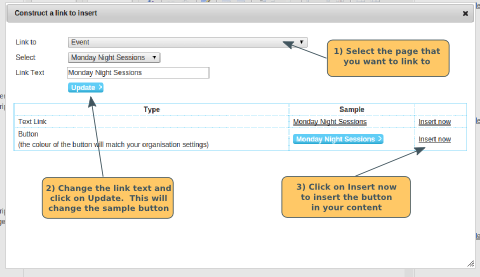 Inserting a WebCollect button - click to enlarge