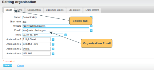 Organisation Email - click to enlarge