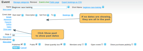 View Past Dates - click to enlarge