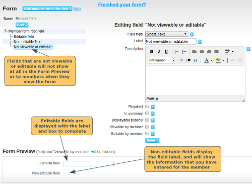 Viewable and Editable form options - click to enlarge