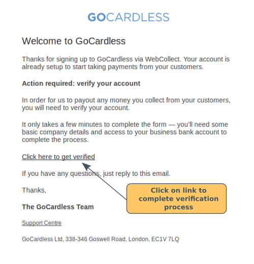 GoCardless Sign Up Email - click to enlarge