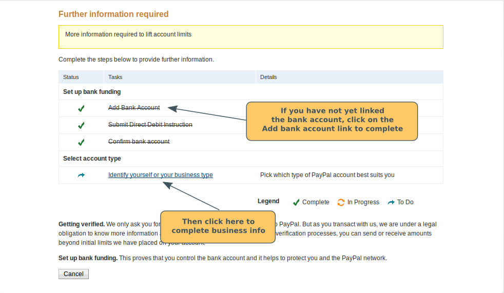 Paypal Set-Up: Linking your bank account