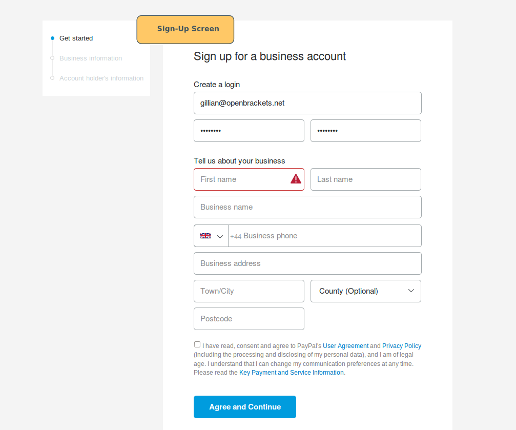 setting up paypal account