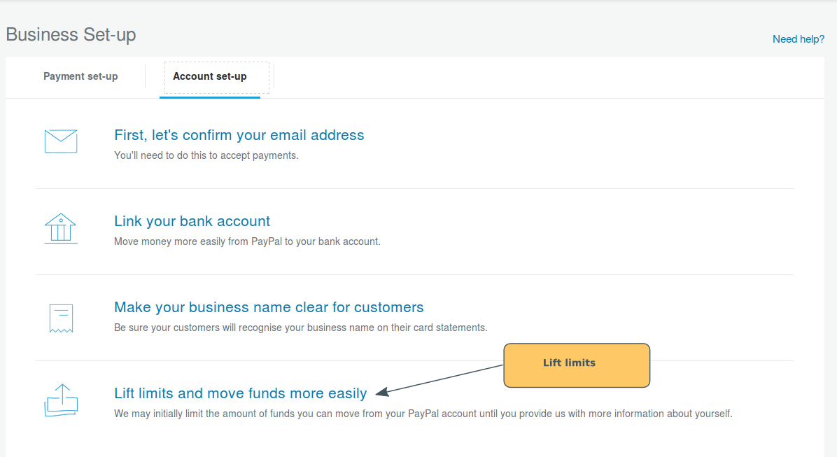 setting up paypal account