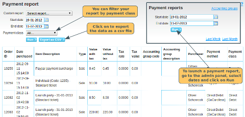 Payment Report - click to enlarge