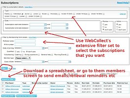 Filter and search your subscriptions for renewals - click to enlarge