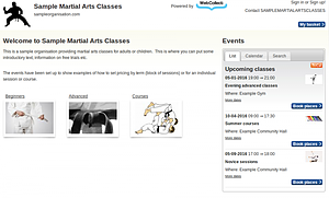 View the live Martial Arts Classes template