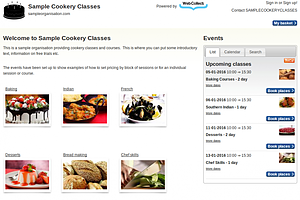 View the live Cookery Classes template